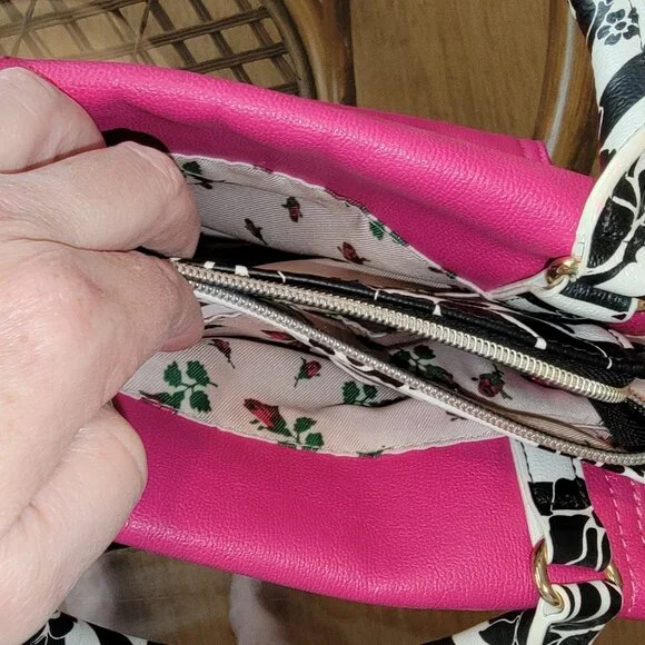 Betsy Johnson Petal to the Metal Convertible Crossbody Bag in Fushia - Picture 5 of 5